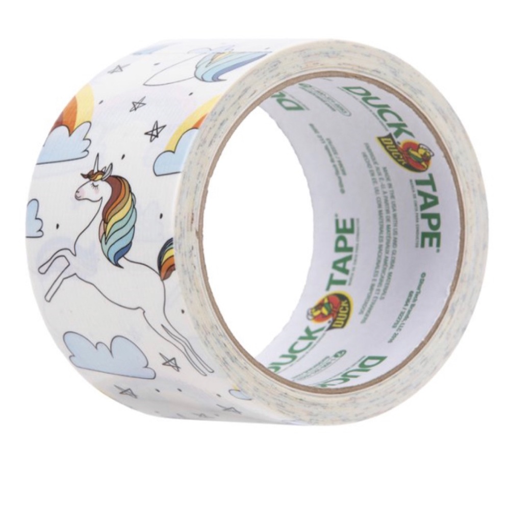 🆕 🦄 White Whimsical Unicorn Duck Duct Tape Packaging Shipping Supplies New!